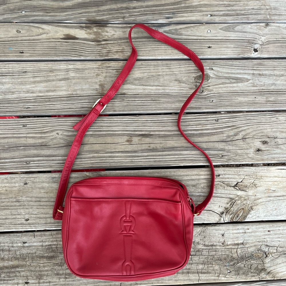 Vintage Etienne Aigner Red Leather Crossbody Bag Medium